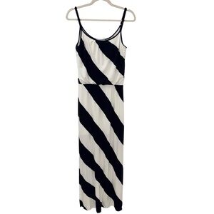 White House black market Black and White Striped stretchy Maxi Dress Sz XS